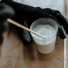 Stir resin slowly to avoid bubbles