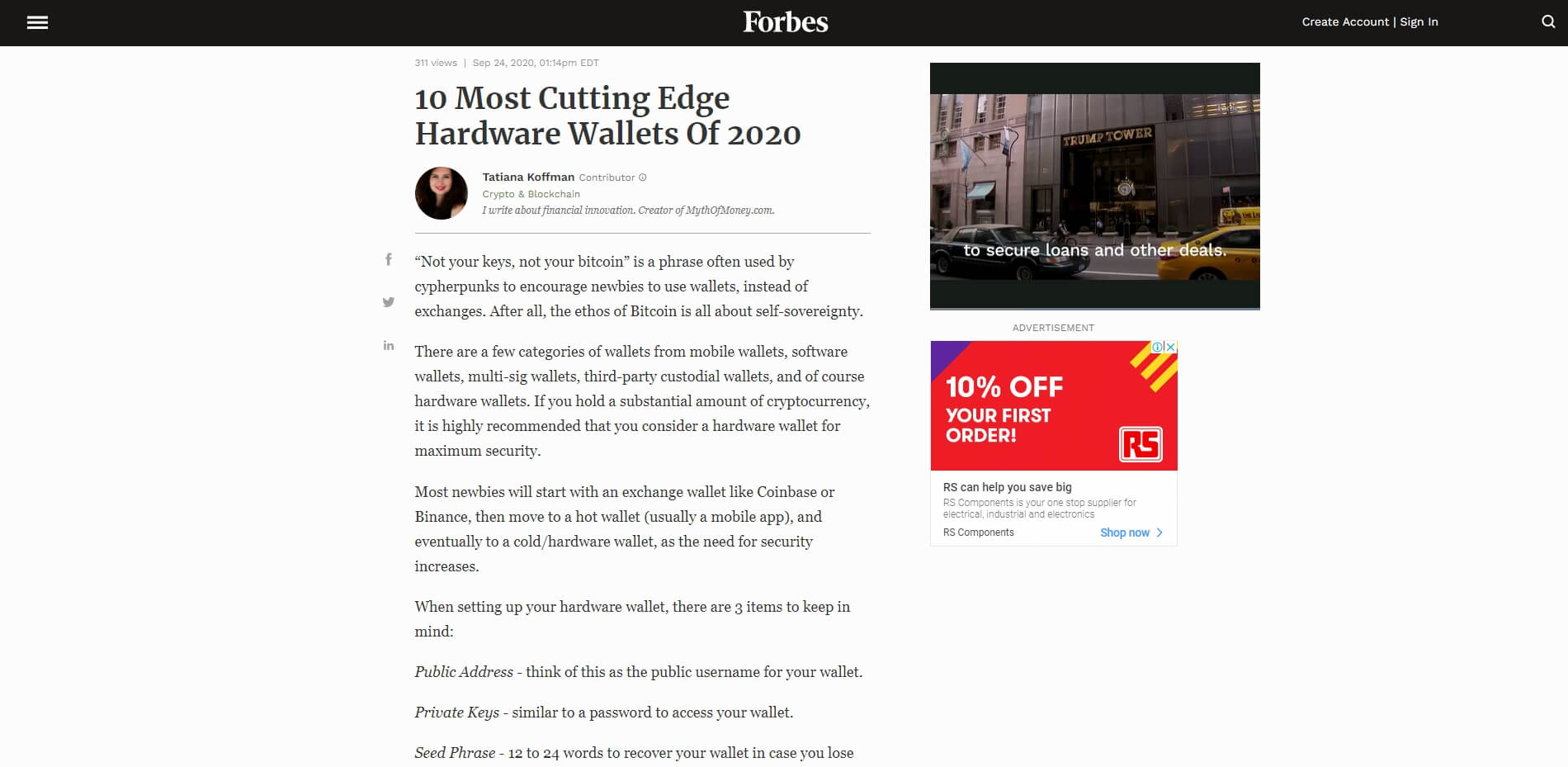 2020 9 24 Forbes 10 Most Cutting Edge Hardware Wallets Of 2020