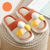 Mo Dou 2021 New Spring Summer Hemp Cotton Slippers Cute Duck Couples Home Shoes Thick Sole Soft Quality Design Men Women Indoor - MartLion mart lion