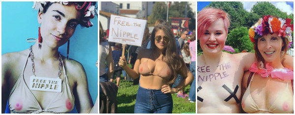 TaTa Top customers @samanthazipporah, @frostalexandra and @thelisapiper supporting the 'Free the Nipple' movement while wearing the bikini top.