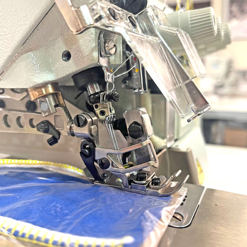 Close up of a differential feed sewing machine foot