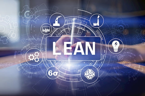Image showing the word lean with icons representing aspects of lean manufacturing