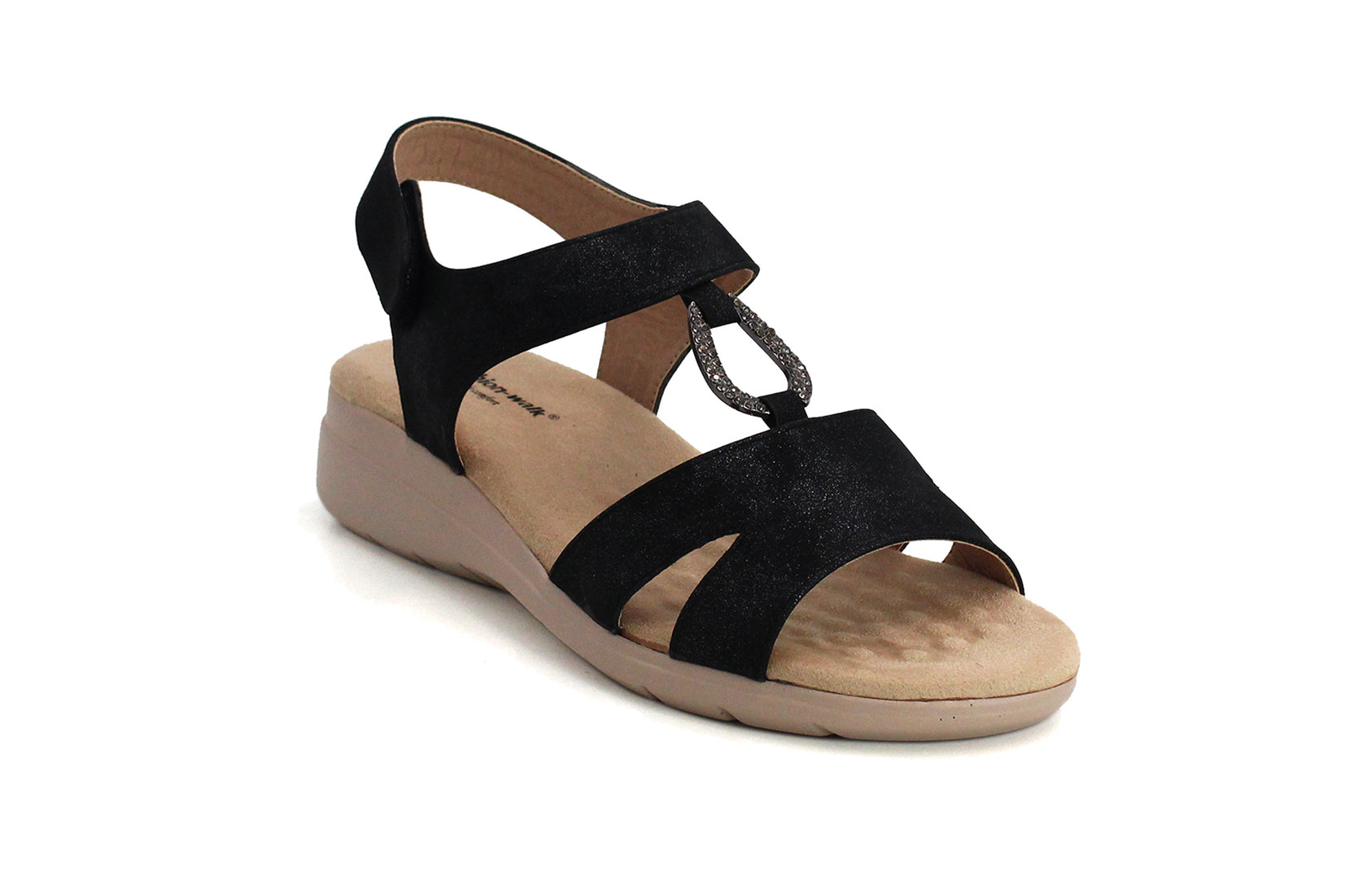 Cushion Walk Women's Black Slingback Touch Fasten Summer Sandals ...