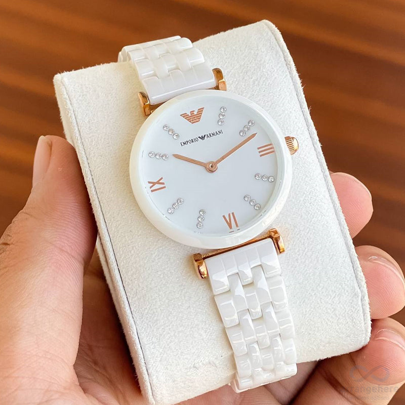 Emporio Armani White Ceramic Watch for Ladies – Arrangehere