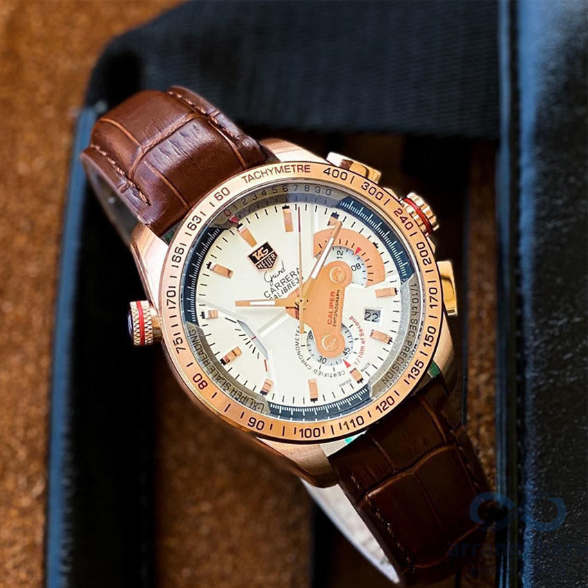 Tag Heuer Grand Carrera, Brown Leather Watch - Arrangehere