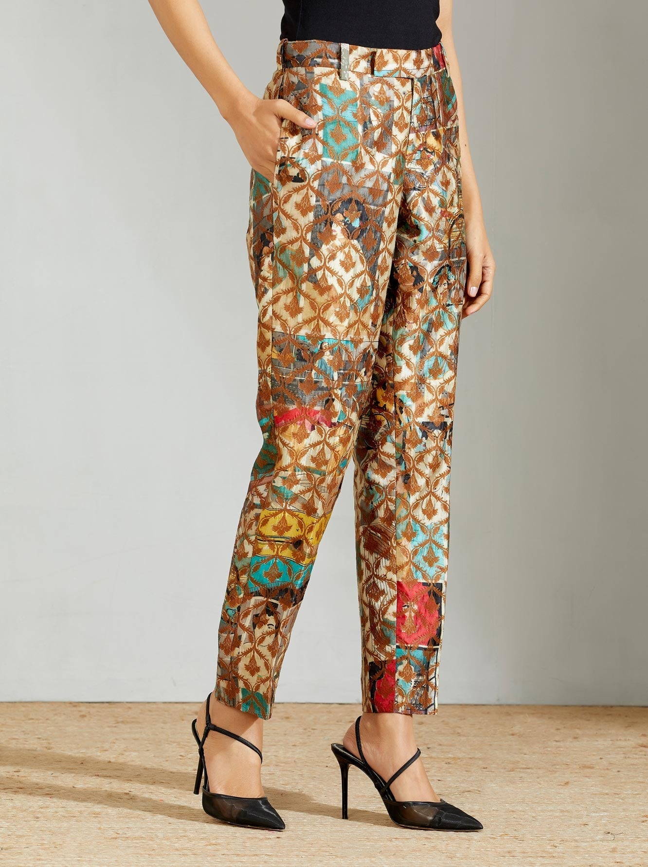 Classic Trouser Silk Brocade Mustard – SUKETDHIR