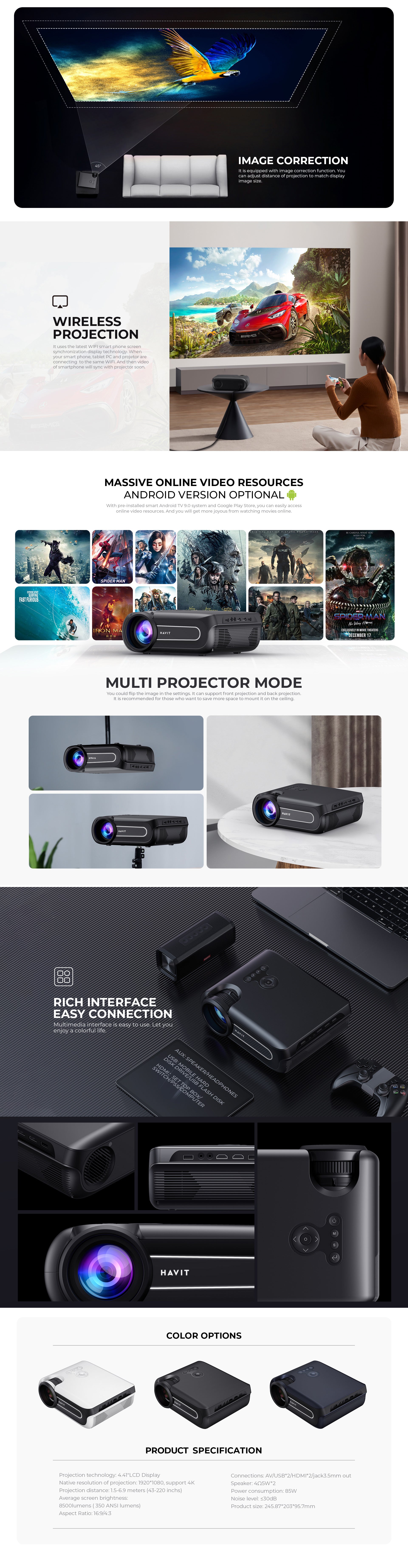 Havit PJ209 PRO PROYECTOR LED ANDROID TV 9