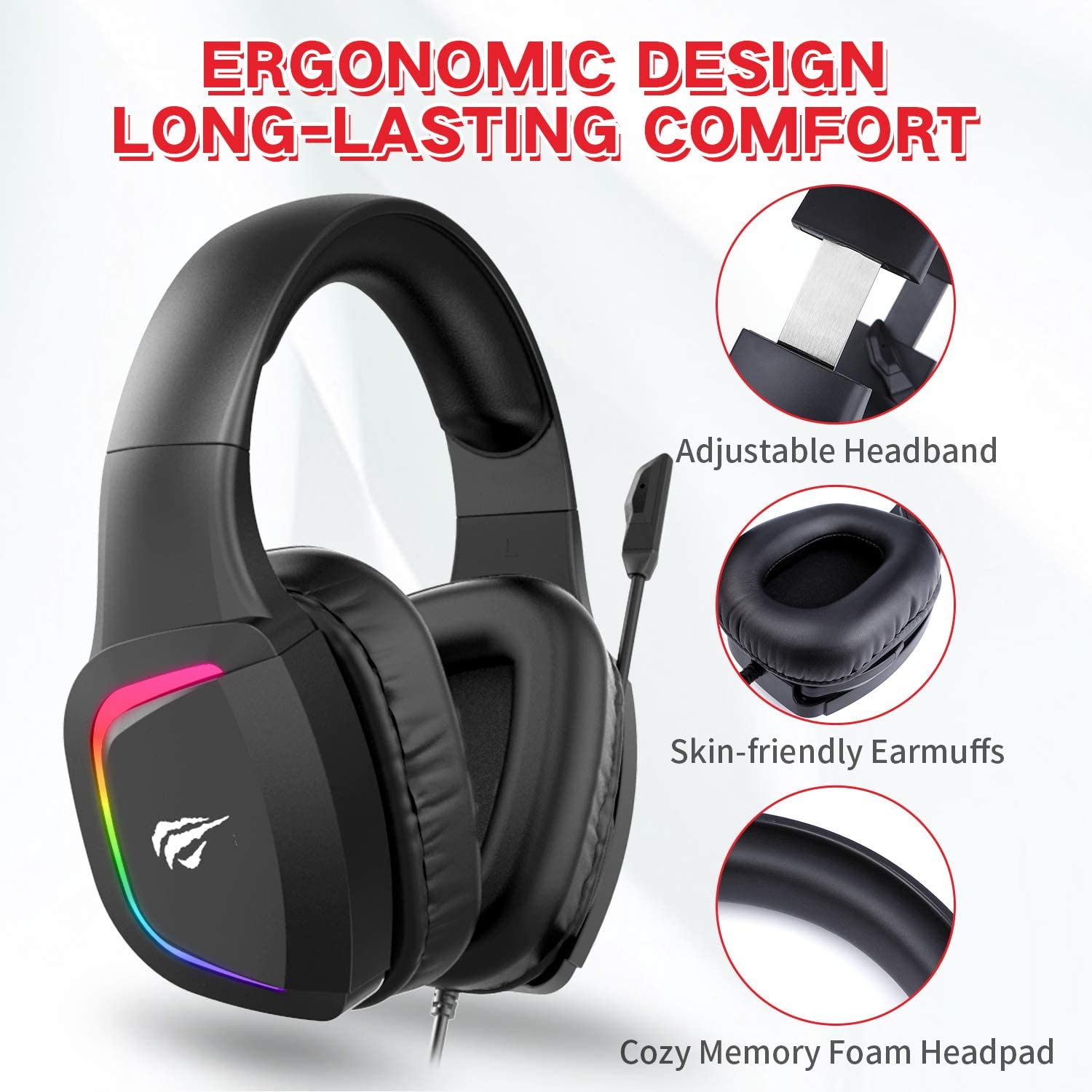 HAVIT H2025D RGB Wired Gaming Headset with 50mm Drivers & Volume Contr