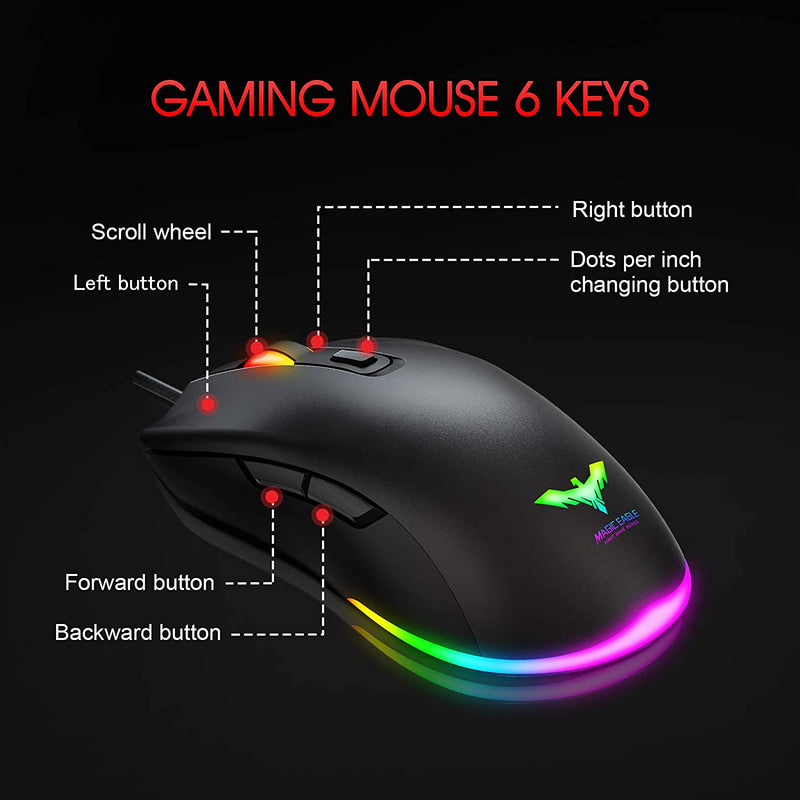 Havit Ms732 Rgb Gaming Mouse With 6400 Dpi Programmable 7 Color Back