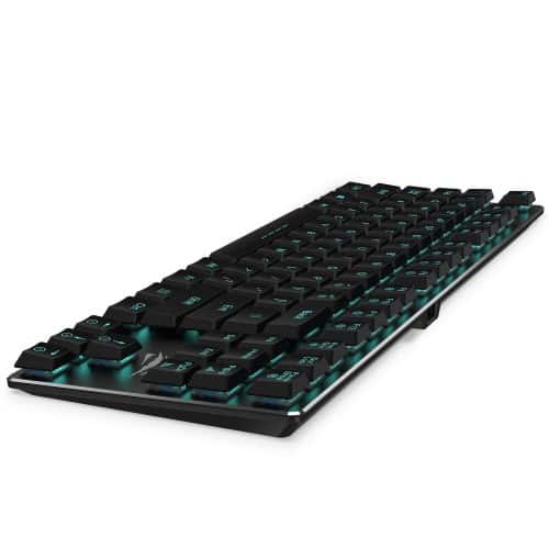 HAVIT HV-KB390L Flache mechanische Tastatur, 87 Tasten, eisblaue LED-Hintergrundbeleuchtung