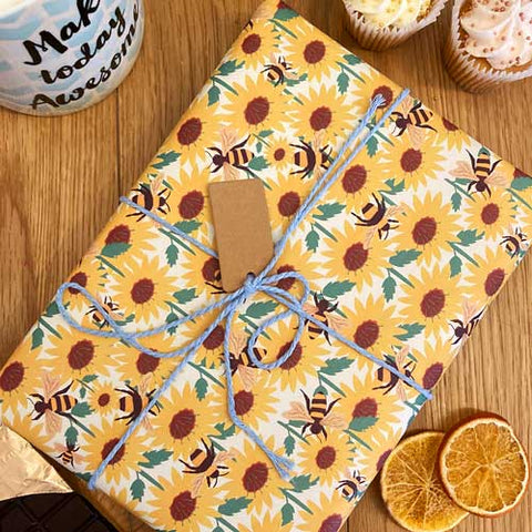 Sunflower & Bee Wrapping Paper