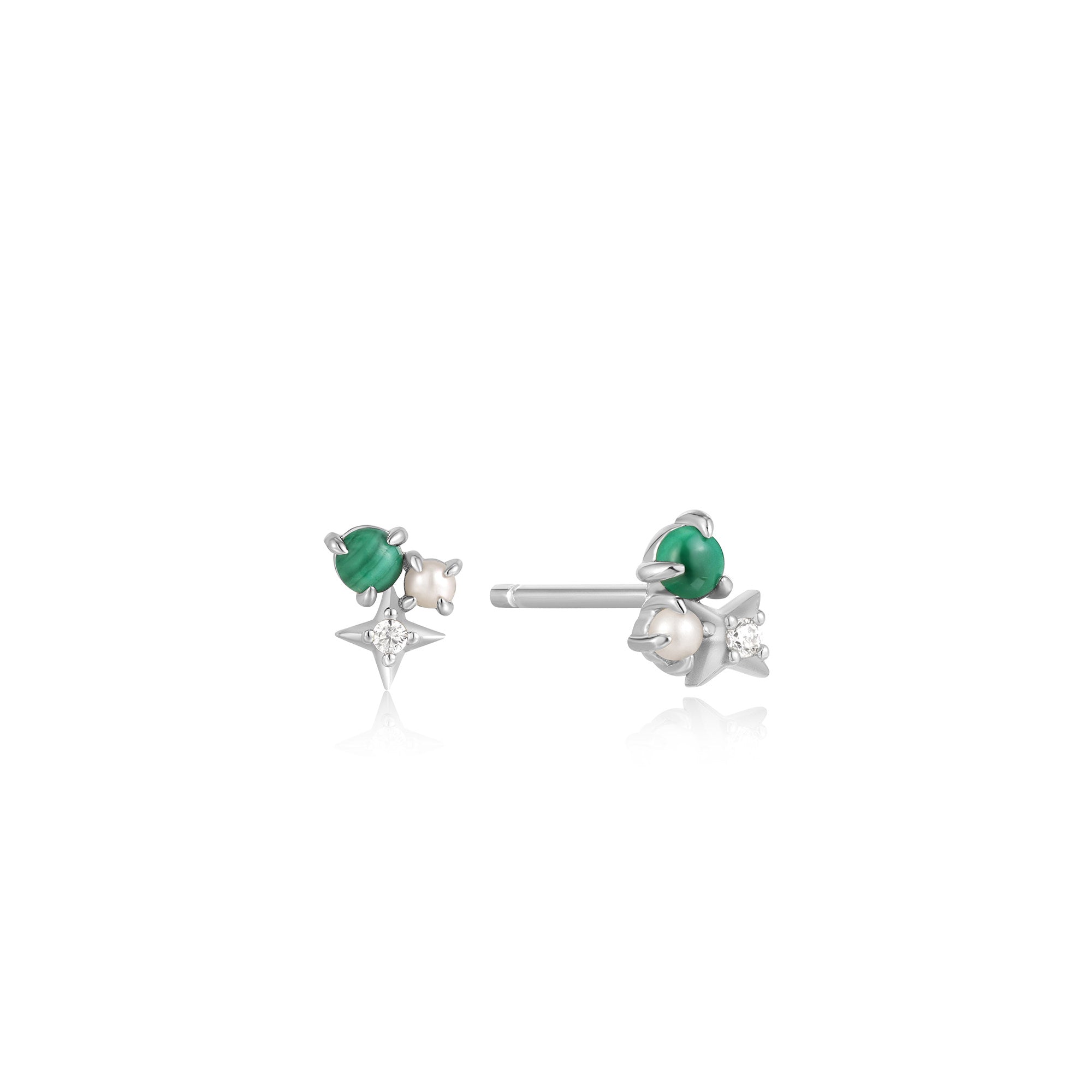 Silver Malachite Star Stud Earrings - Ania Haie CA product image