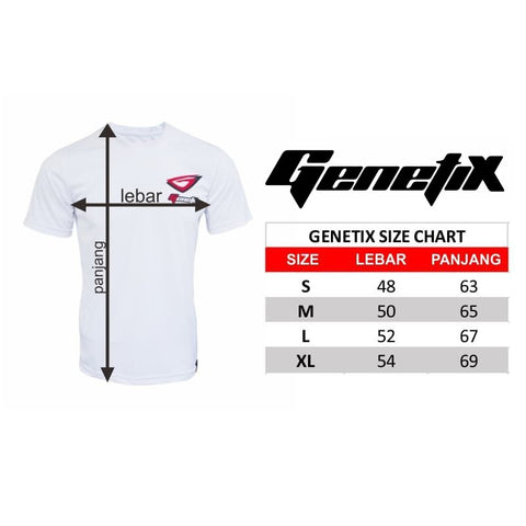 genetix tshirt size chart ukuran