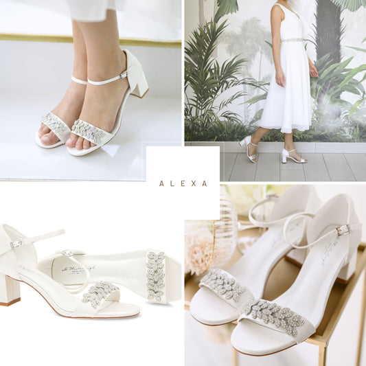 Strappy Sandals Chunky Heel in Ivory Leather | Greek Chic Handmades