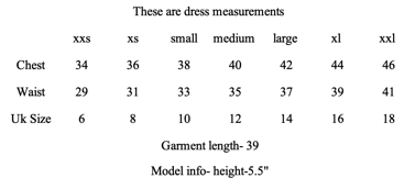 Floral dress size chart