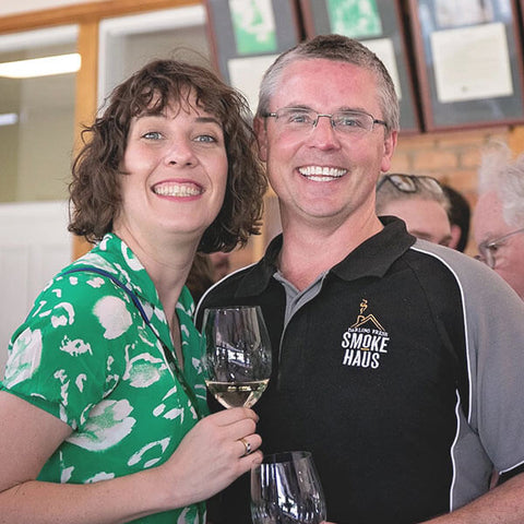 Karen and Jeff Schultheiss (Darling Fresh Smoke Haus) enjoying award winning wines