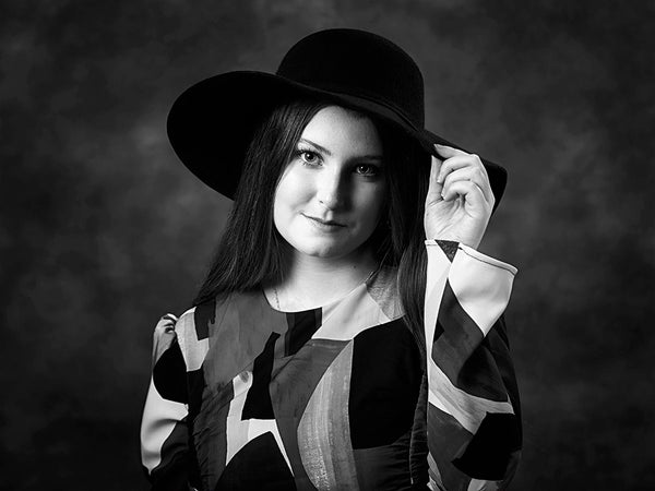 Black and white portrait of a young woman