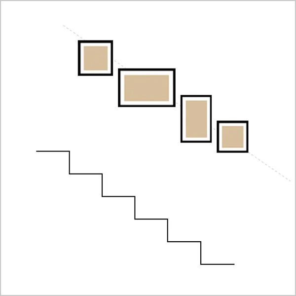 Image showing how to display photos next to a staircase