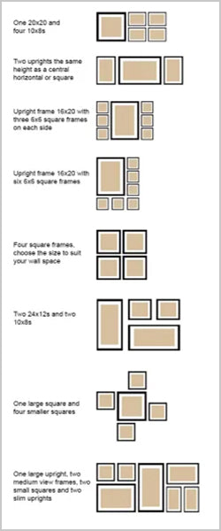 Image showing examples of different photo wall layouts