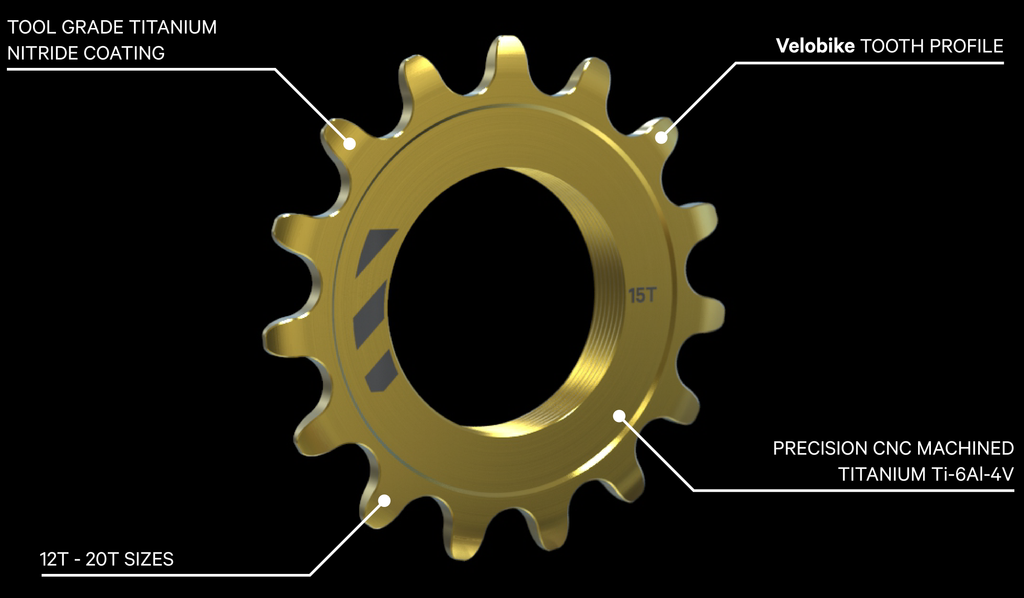 Velobike Elite Track sprocket titanium nitride coated ceramic cog fixed gear track bike