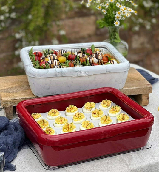 Fancy Panz 8 x 8-Inch Dress Up and Protect Your Foil Pan, 100% Made in USA,  8 x 8 Foil Pan Included. Hot or Cold Food. Stackable for easy travel. Great  for