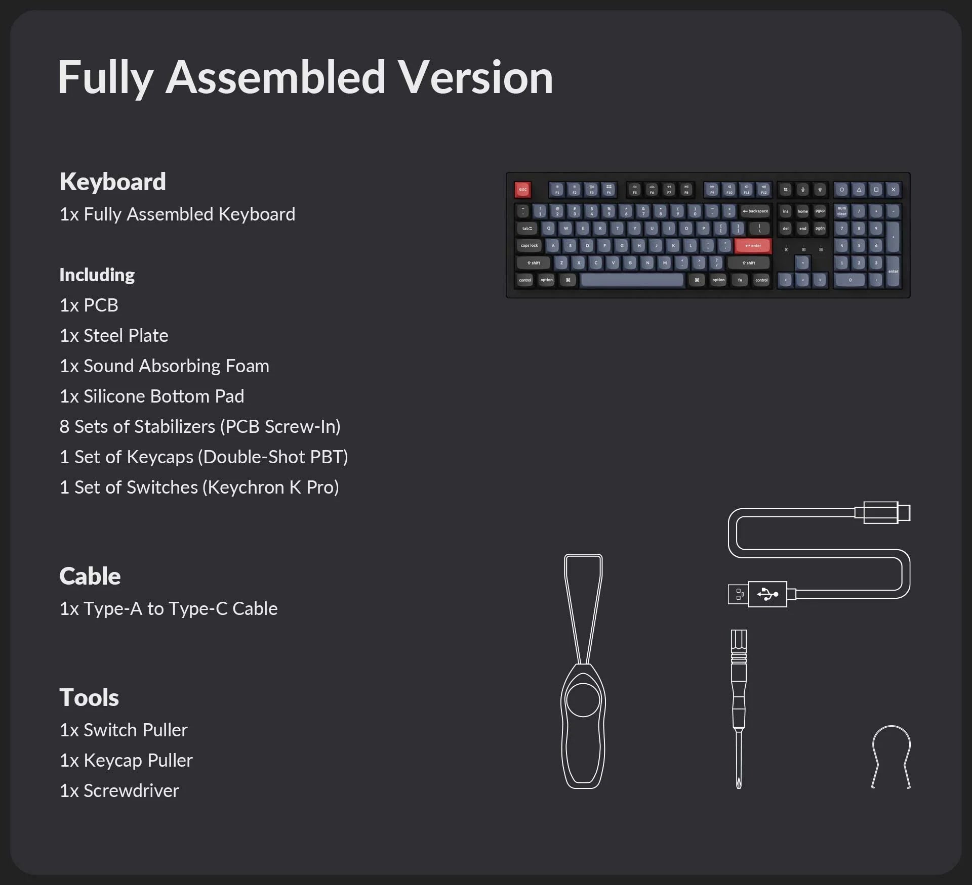 K10 Pro 完全組立 バージョンの梱包リスト