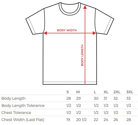 tee shirt size chart