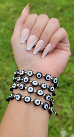 Protecting My Vibes Handmade Glass Beaded Evil Eye Bracelet – The Pretty  Rag