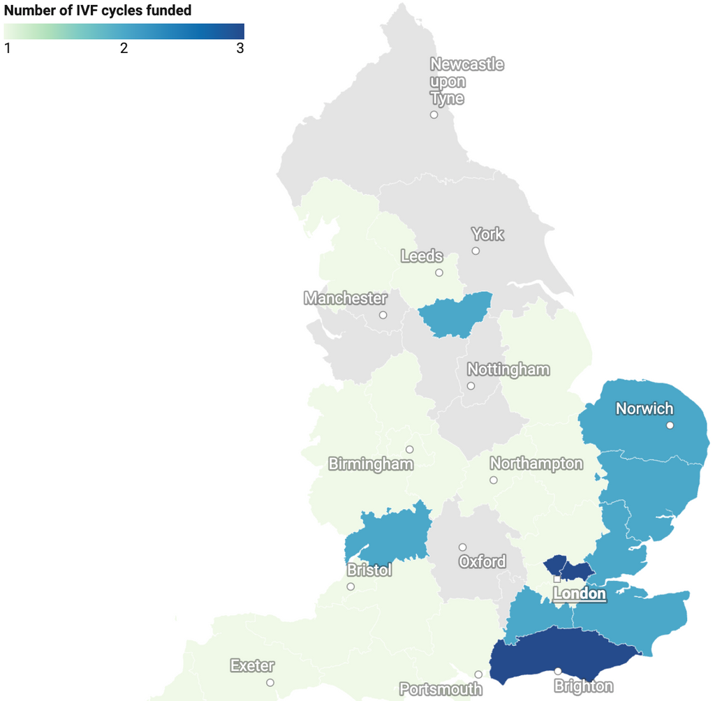 number of NHS funded IVF cycles in England Daily Mail