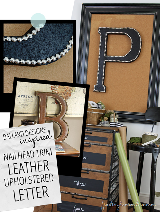Nailhead Trim Leather Upholstered Letter