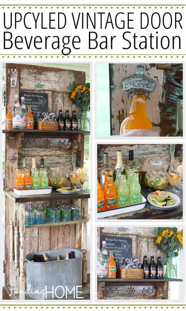 Upcycled Vintage Door Beverage Bar Station