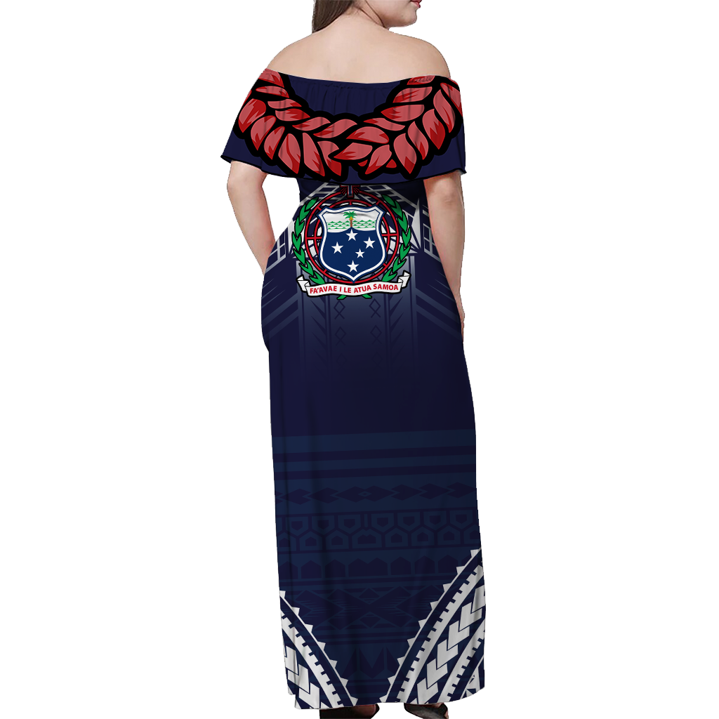 Samoan Ula Fala Art Off Shoulder Long Dress - LT12 | Polynesian Pride