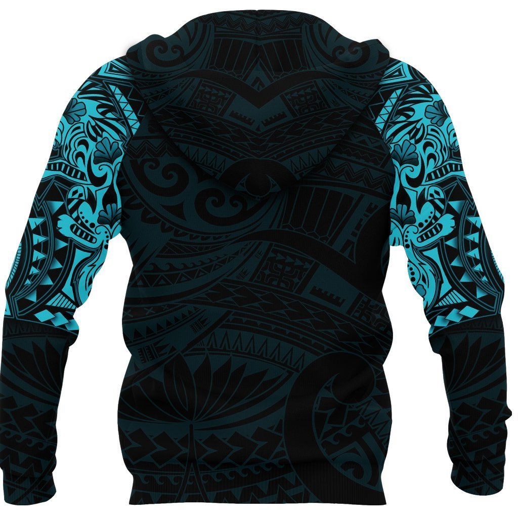 New Zealand Zip Up Hoodie Maori Tattoo Wolf Dragon Zipper Hoodie Blue