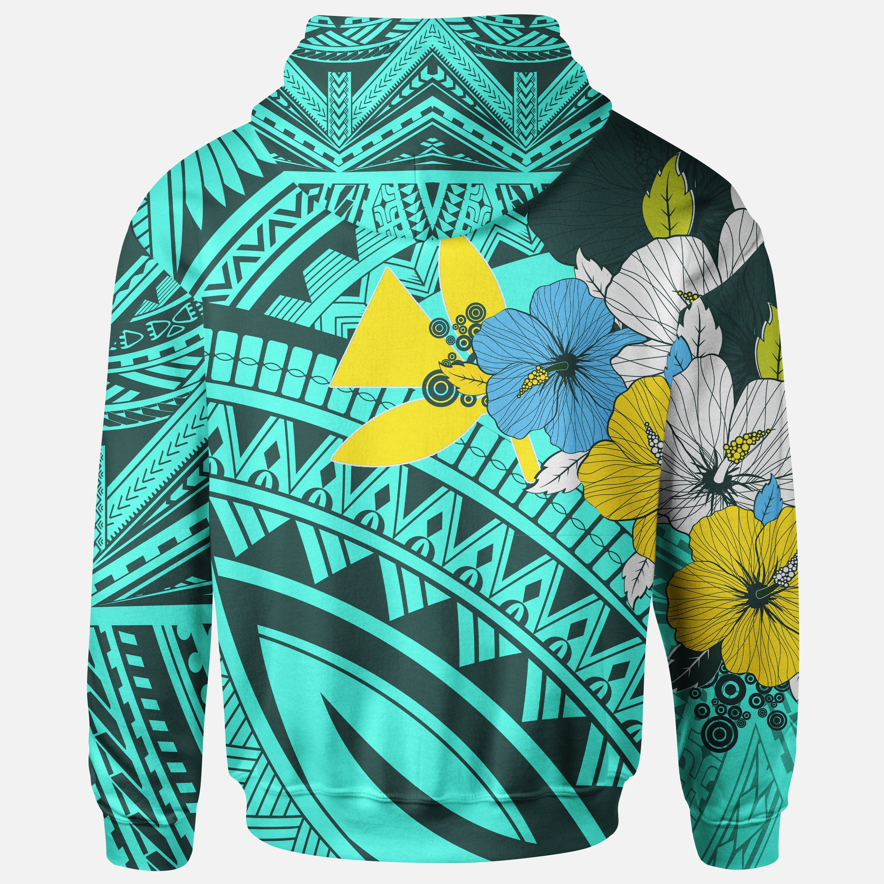 Hawaii Hoodie - Polynesian Pattern'quamarine Stone Green Color ...