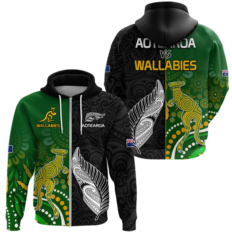 Aotearoa Rugby All Black Combine Australia Wallabies Zip Up And Pullov ...