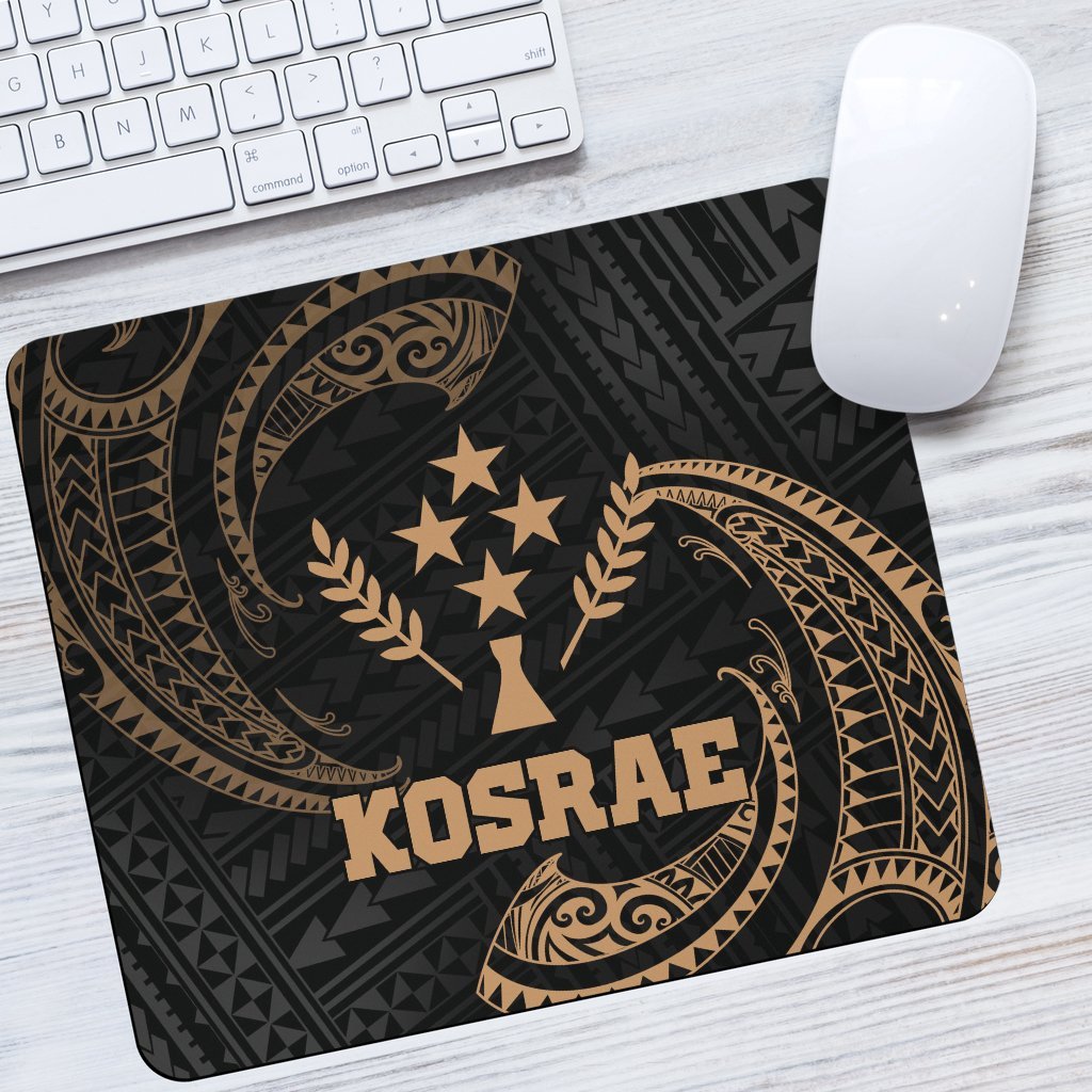Kosrae Micronesia Custom Personalised Mouse Pad - Gold Tribal Wave