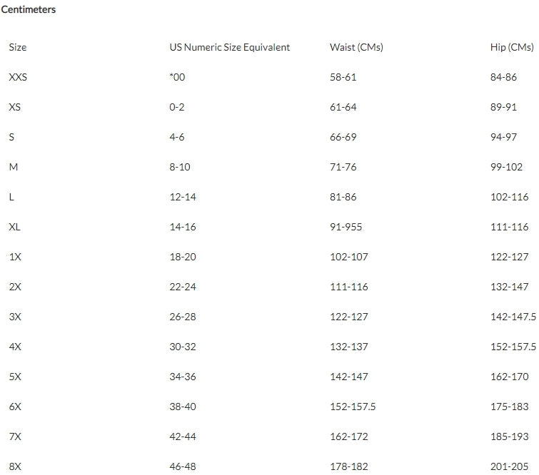 Sizing and Care Information