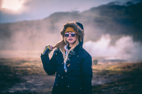 Woman in a black parka