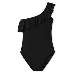 Period Swimwear Ruffle Set, Black Sand