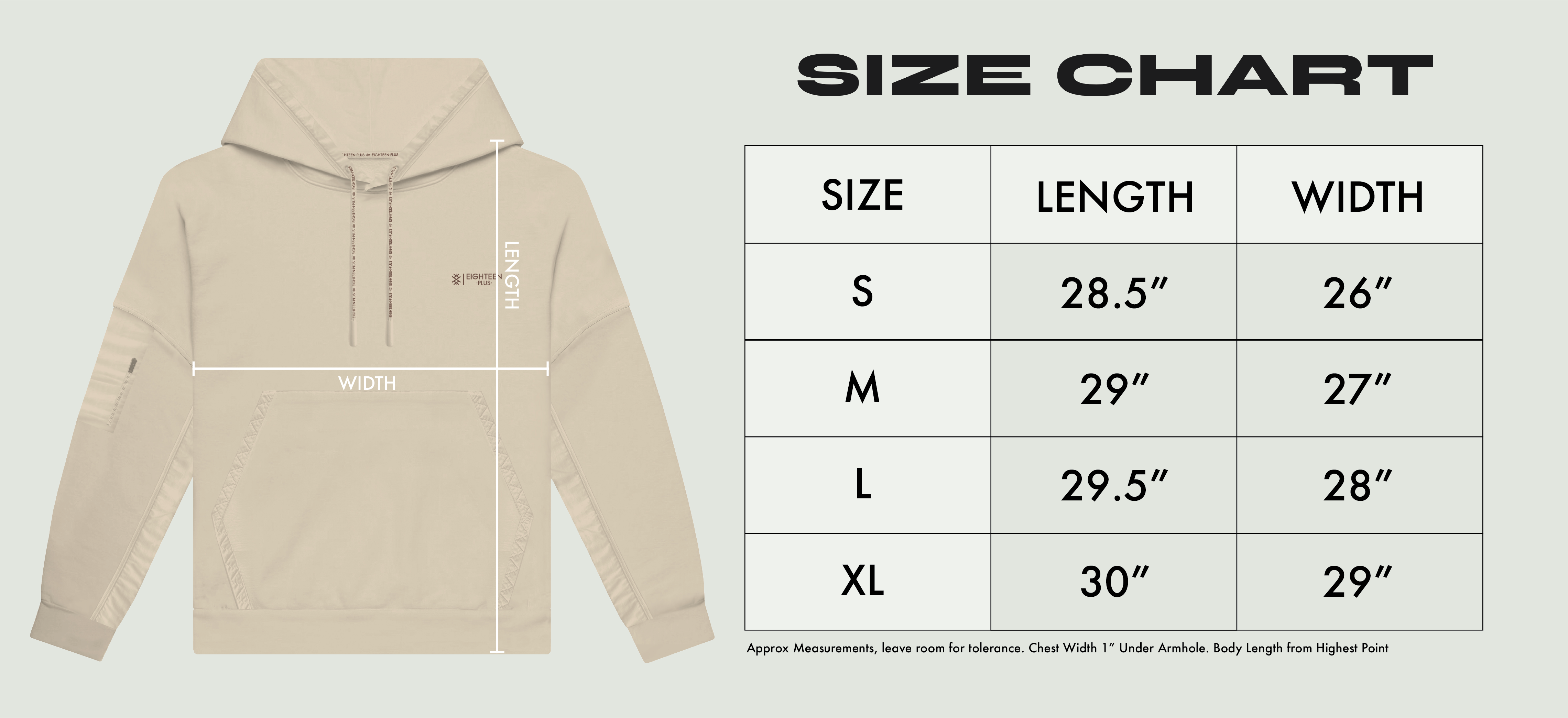 Size Chart - His Hoodie – Eighteen Plus Clothing