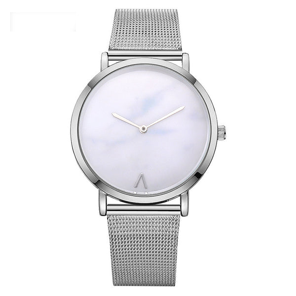 Vansvar fashion brand silver and gold mesh band creative marble wristwatch casual women quartz watches gift relogio feminino - Ecart