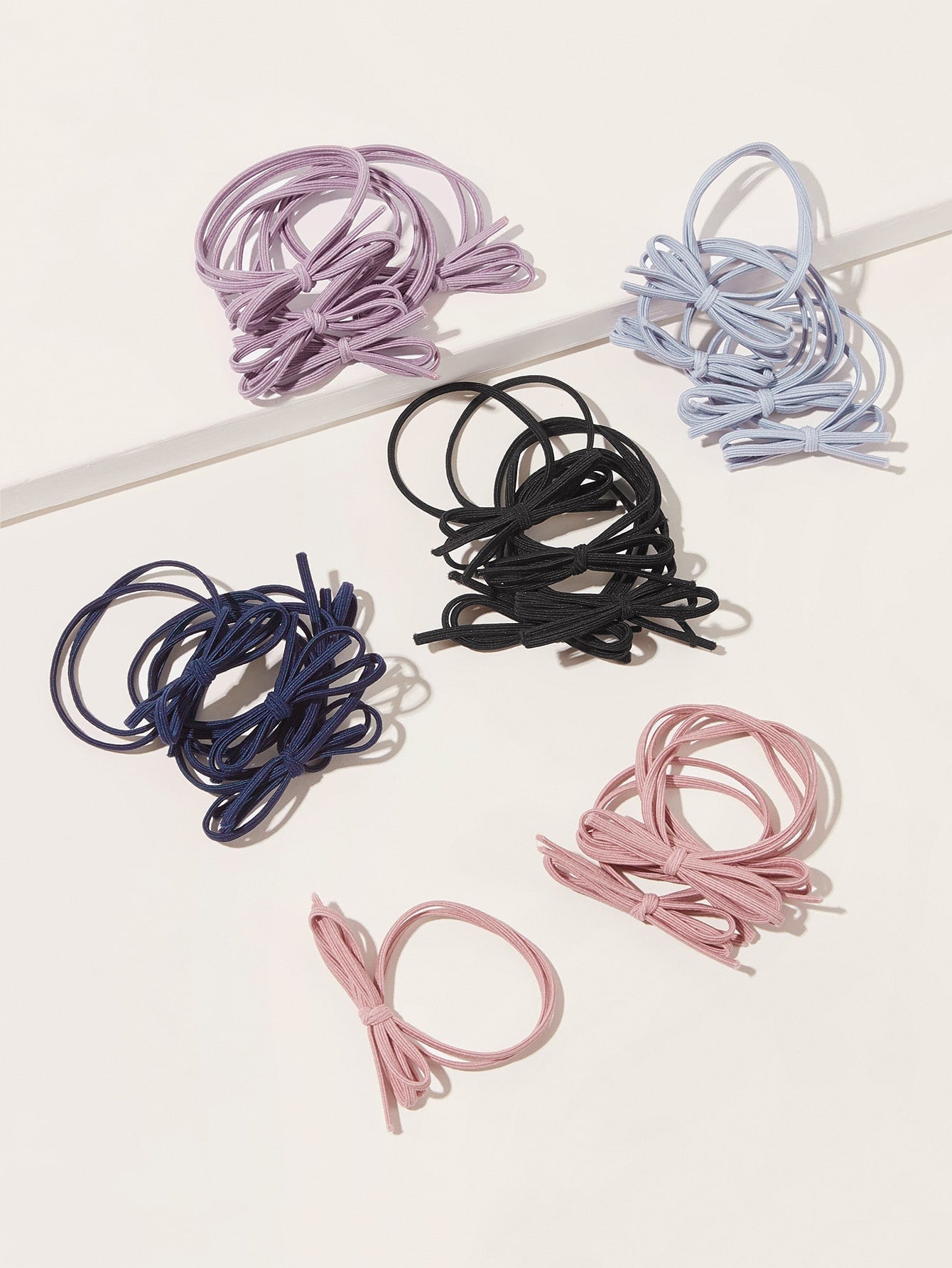 20pcs Bow Knot Decor Hair Tie Ponytail Holder Elastic Hair Bands Styling Hair