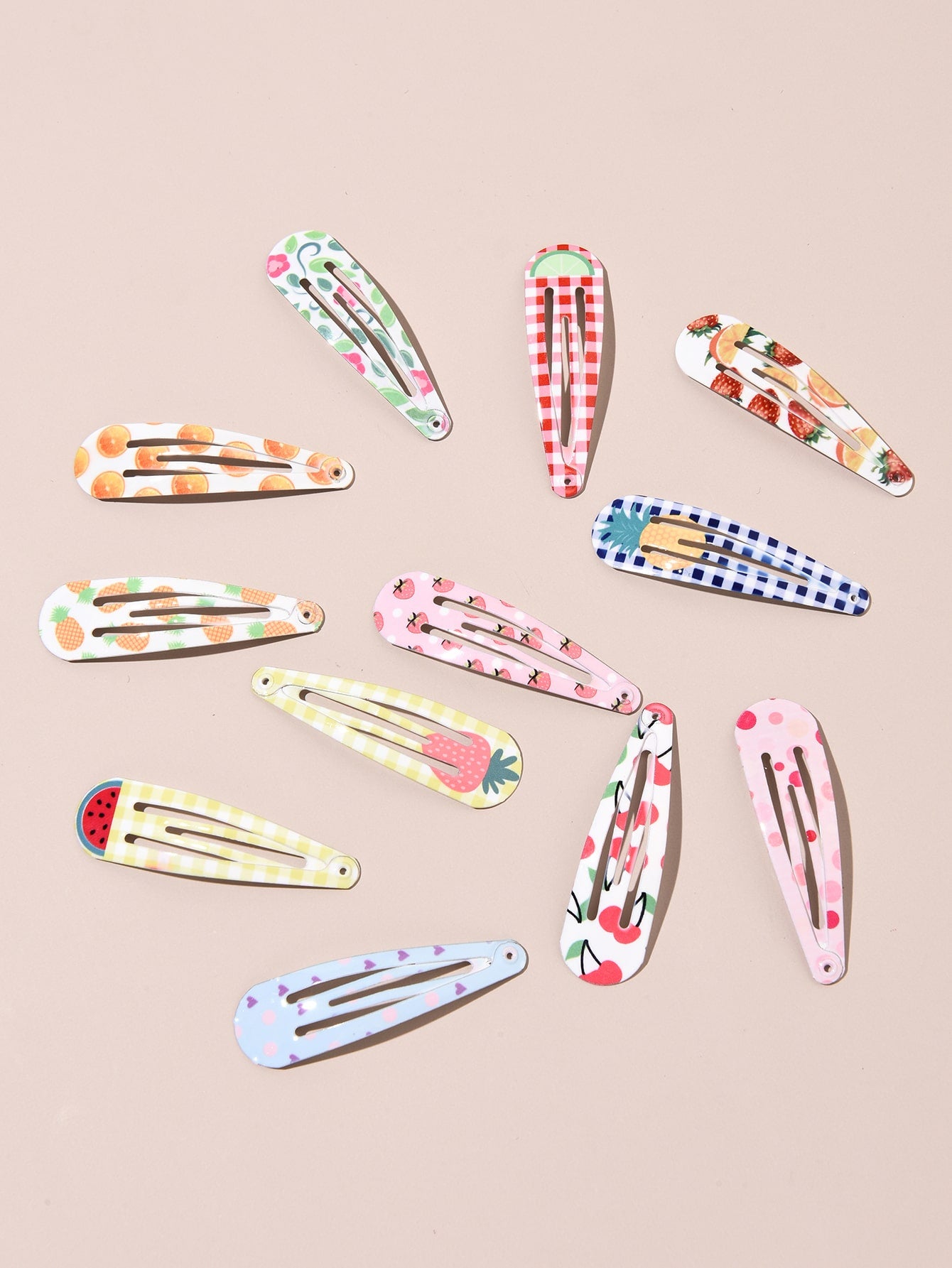 12pcs Fruit Pattern Hair Clip Barrettes for Women Fashion Styling Hair