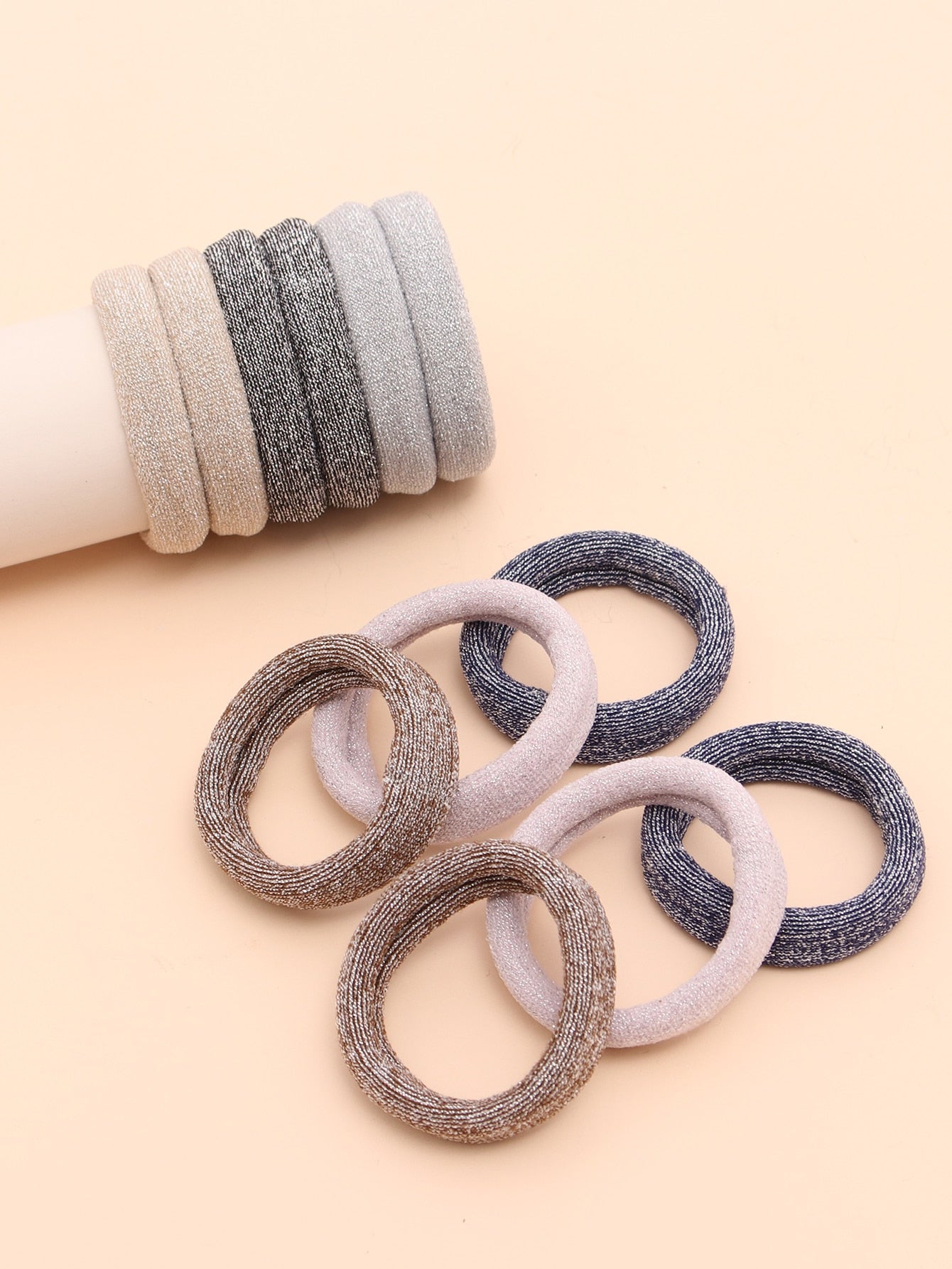 12pcs Greish Hair Tie Ponytail Holder Elastic Hair Bands Styling Hair