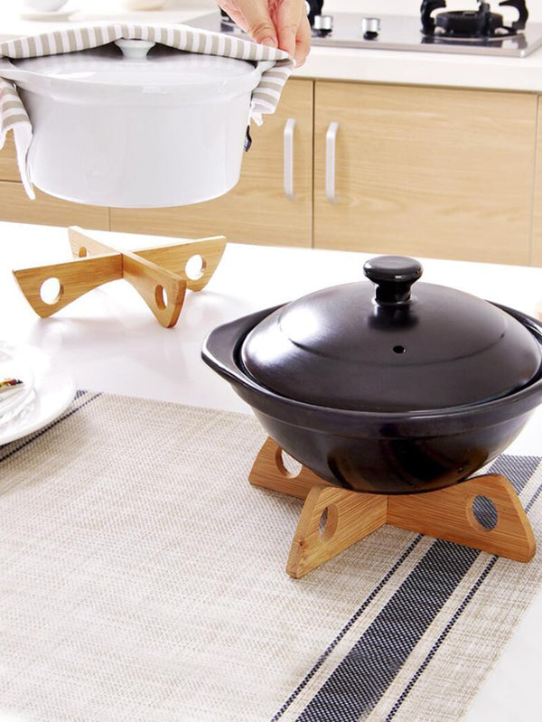 1pc Insulated Pot Rack Cooking Heat Resistant Wooden Pot Mat Holder - Ecart