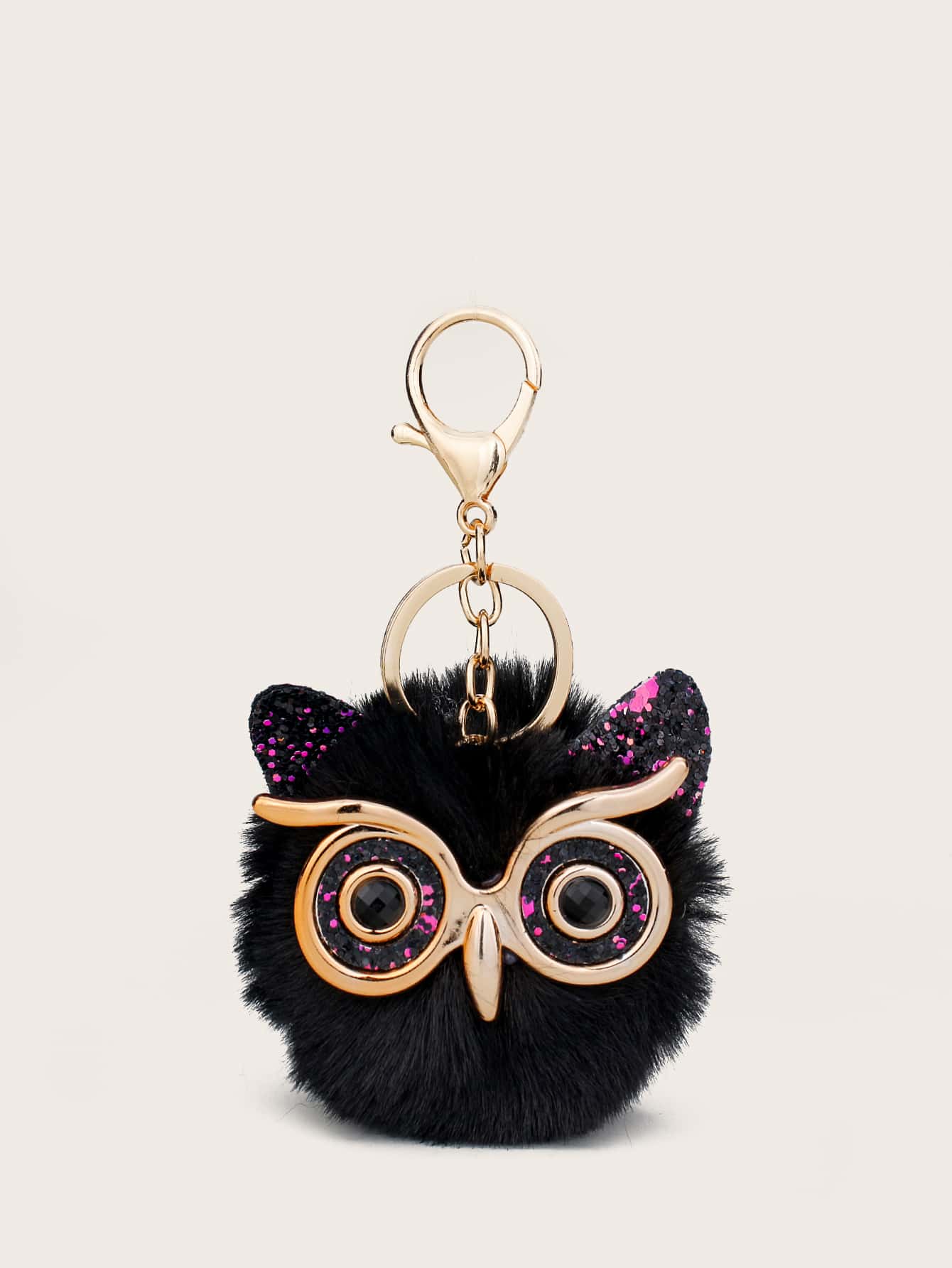 Fluffy Owl Design Bag Charm Birthday Gift Car Keys Chain Ring Jewelry