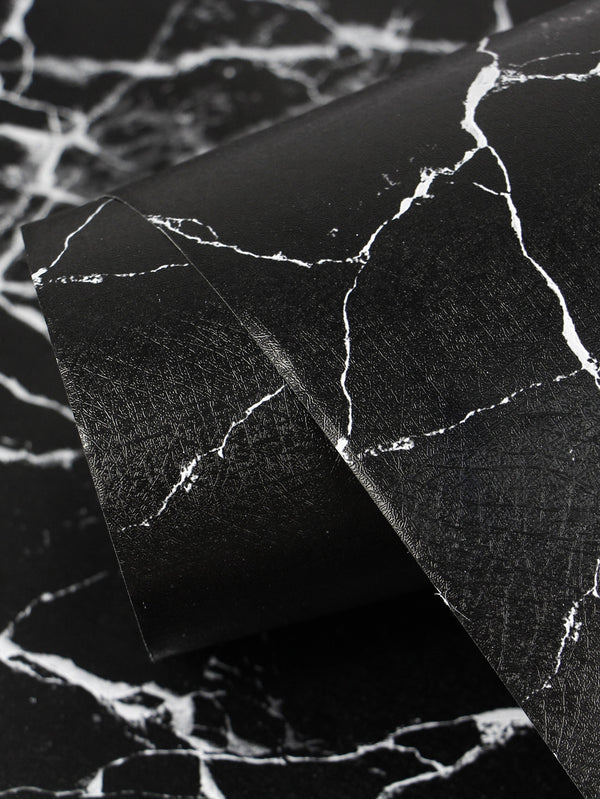 1 sheet Marble Pattern Wallpaper Sticker Black Marble Adhesive Sticker Wrapping - Ecart