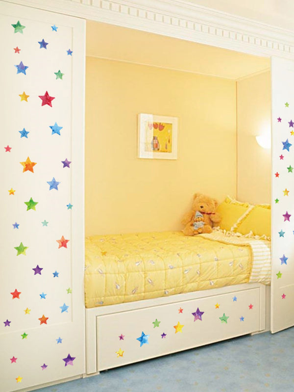 1sheet Kids Colorful Star Print Wall Sticker Decals Stickers DIY Removable - Ecart