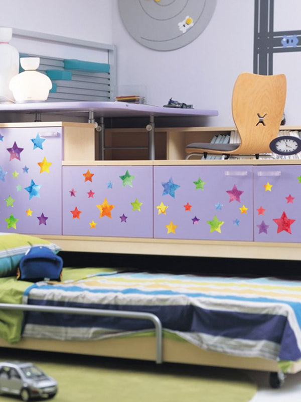 1sheet Kids Colorful Star Print Wall Sticker Decals Stickers DIY Removable - Ecart