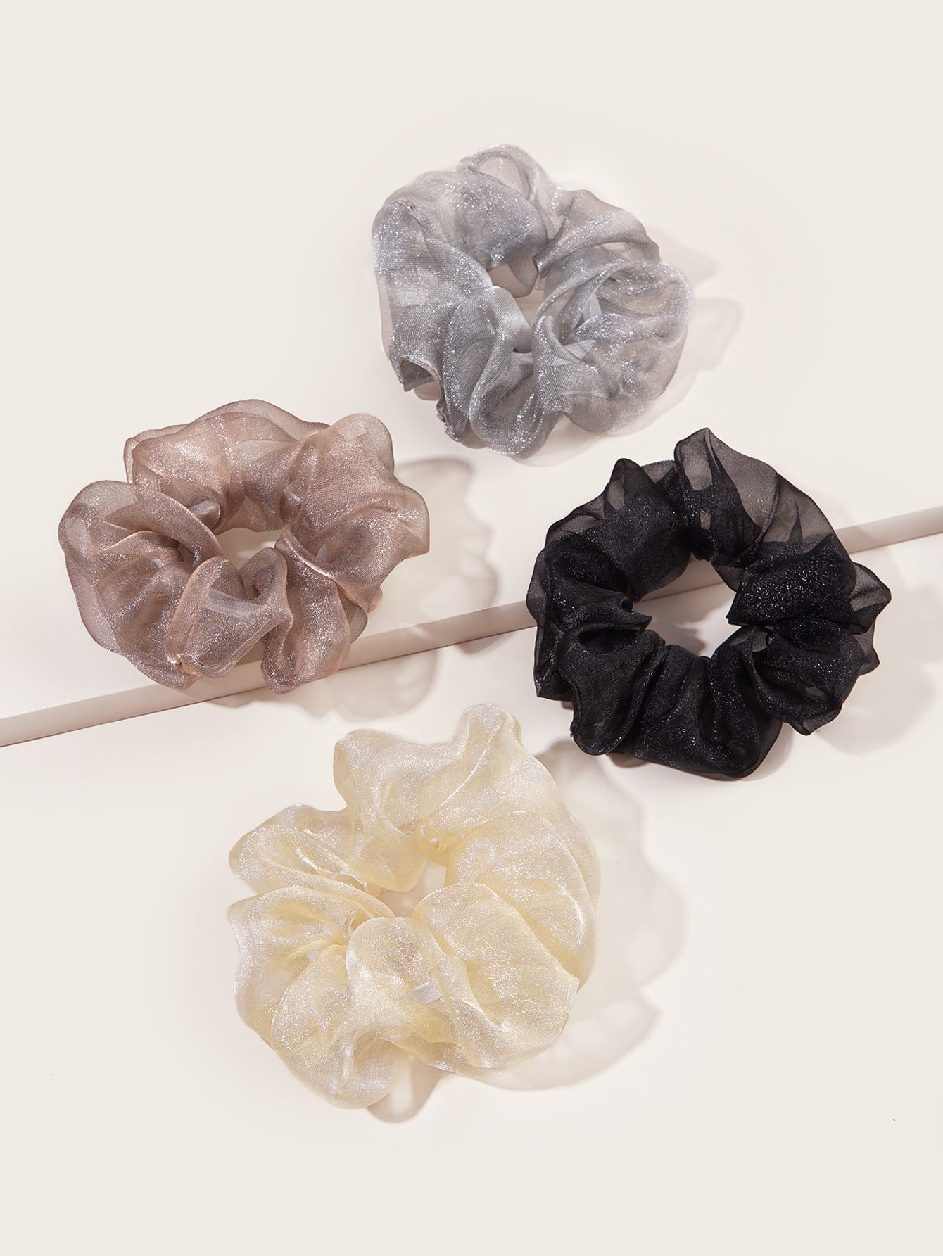 4pcs Plain Scrunchie Ponytail Holder Hair Scrunchy Hair Styling Accessories for